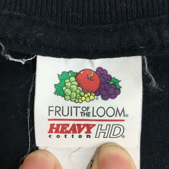 VTG Fruit Of The Loom Mens Retro Wolf Lighting Graphic Tee Shirt Black Large - Picture 4 of 6